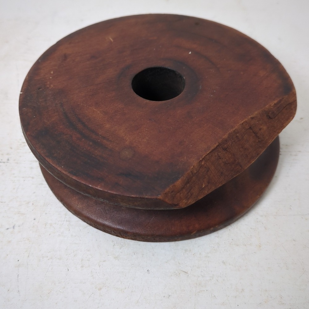 Vintage Wooden Pulley Wheel Primitive Antique